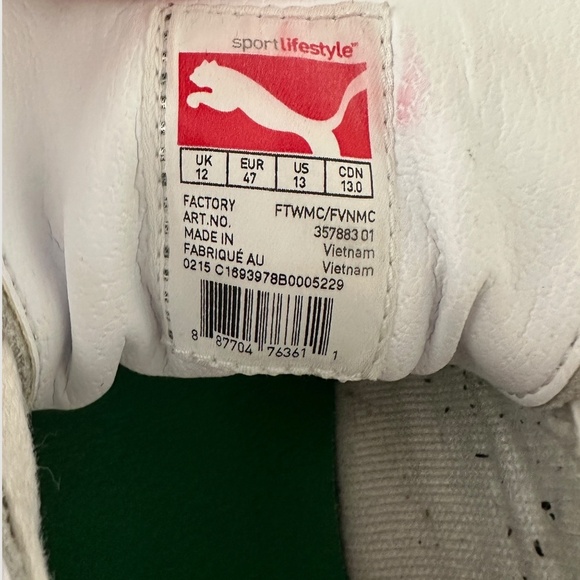 Men’s Puma “Court Star” Tennis Shoes - Size 12 - White Genuine Leather - Picture 10 of 10